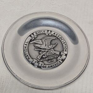 Vintage National Rifle Association of America Pewter Trinket Dish Plate Wilton
